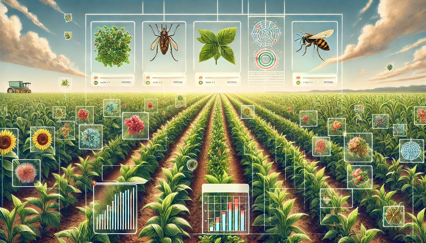 Mobile interface showing pest detection workflow